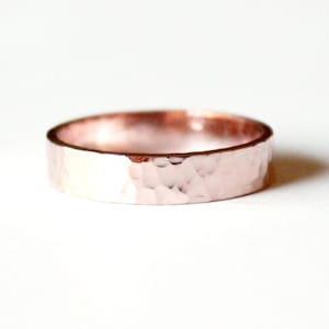 Ring - Wide 14K Rose Gold Filled Ring - Hammered Pink Gold Band - Stacker Ring - Unisex - Men's - Women's - Wedding Band - Promise Ring