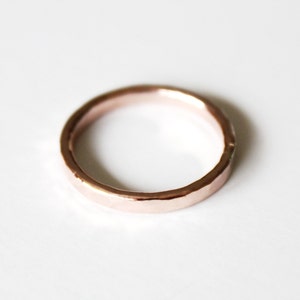 Ring 14K Rose Goldfill Ring Thin Hammered Pink Gold Band Stacker Ring Unisex Wedding Band Promise Ring image 4