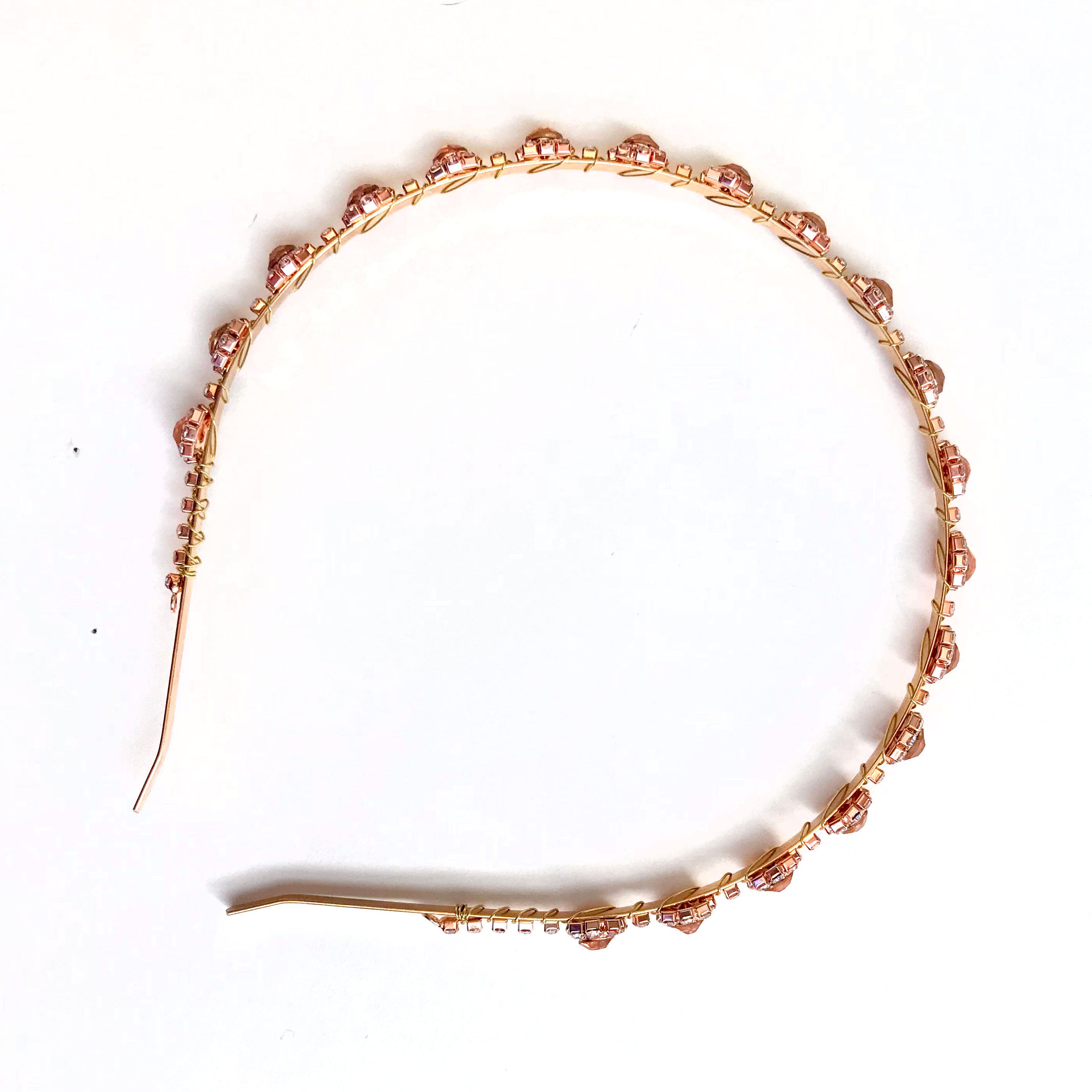 Blush & Rose Gold Bridal Headband Gold Metal Band Blush Etsy