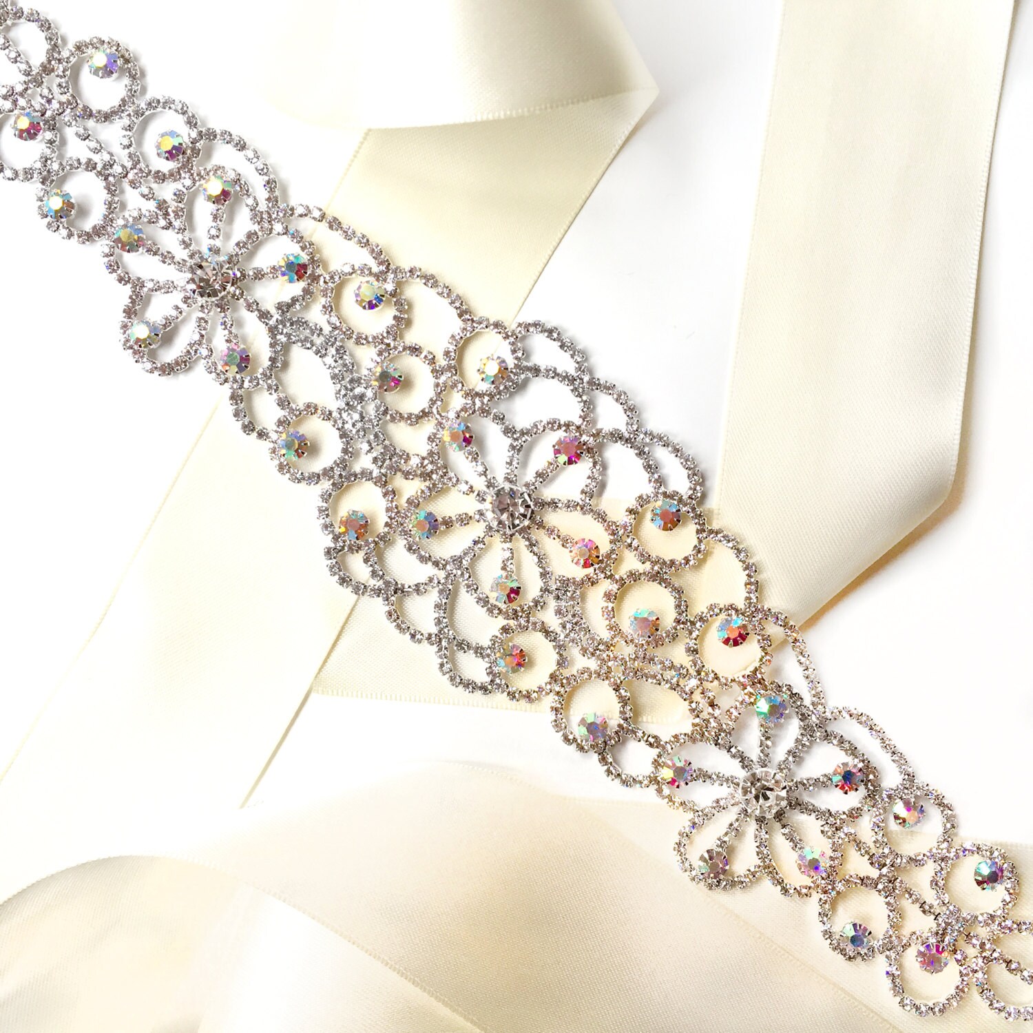 100% Genuine Swarovski Crystal Bridal Belt Pearl and crystal wedding belt -  main image 4