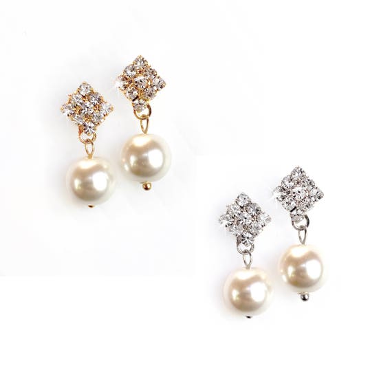 Earrings Bridesmaid Set Pearl & Crystal Dangle Bridesmaid | Etsy