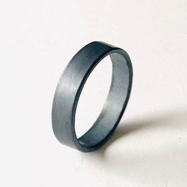 Ring Black Sterling Silver Ring Band Hammered or Smooth Finish Unisex Wedding Band Letter Stamped Promise Ring Men's Wedding Ring image 2