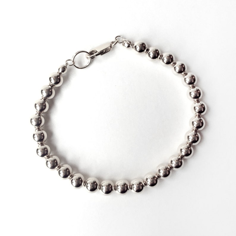 Bracelet 6mm Sterling Silver Bead Bracelet Everyday Wear Etsy