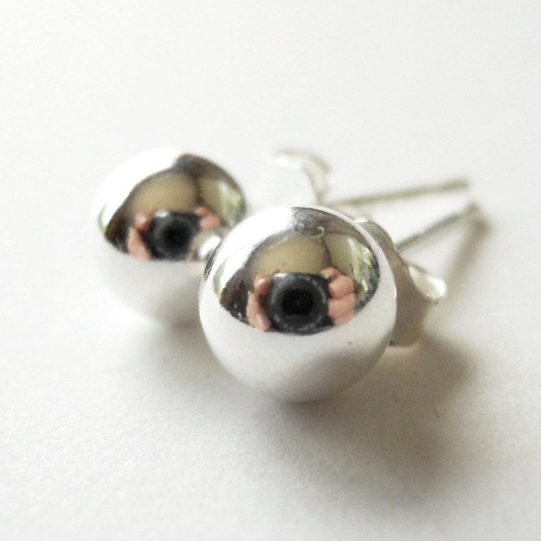 Sterling Silver Ball Stud Earrings 10mm 8mm 6mm 4mm 3mm 2mm