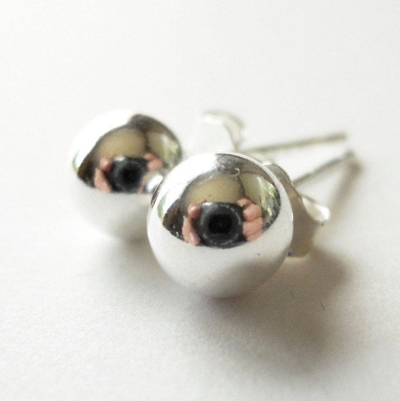 Solid Ball 8mm Post Stud Earrings Sterling Silver Solid Ball 8mm Post Stud Earrings Sterling Silver
