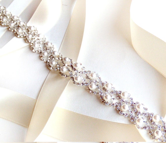 Embellished sash Navette Crystal Cluster Embellished Sash | David main image 2