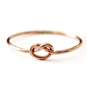 Ring - Dainty True Lover&#39;s Knot Ring - 14K Rose Gold Filled Love Knot  - 925 Sterling Silver - Promise - Friendship - Best Friend