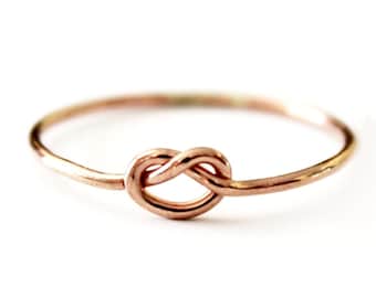 Ring - Dainty True Lover's Knot Ring - 14K Rose Gold Filled Love Knot  - 925 Sterling Silver - Promise - Friendship - Best Friend