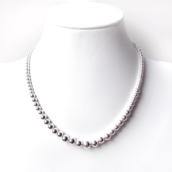 Sterling silver hotsell bead necklace 8mm