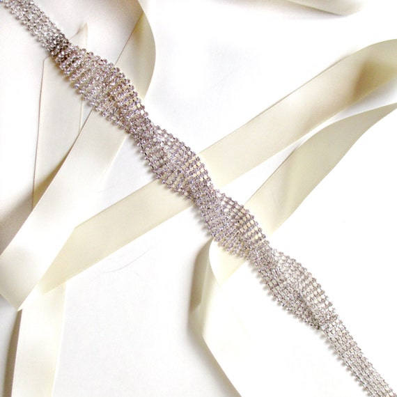 Sash - Wide Twisted Rhinestone Bridal Belt Sash or Headband  display picture 1