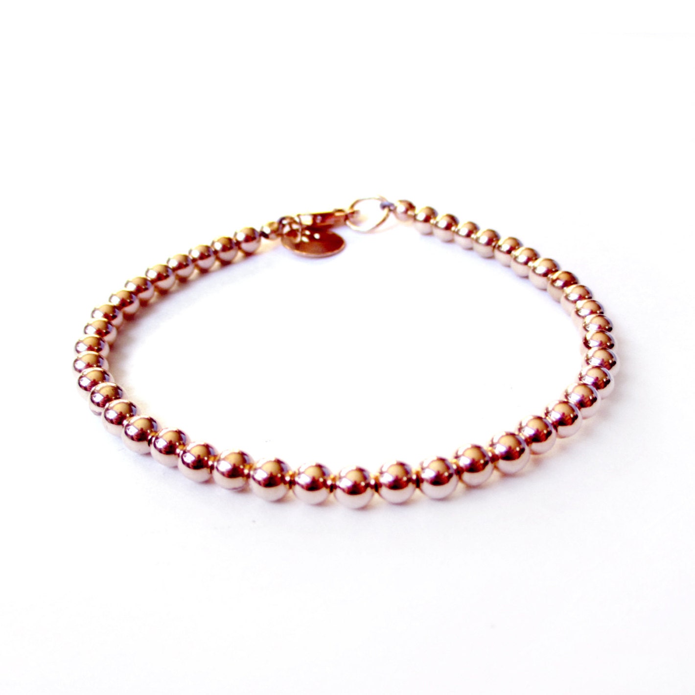 Bracelet 4mm 14K Rose Gold Filled Bead Bracelet Everyday Etsy