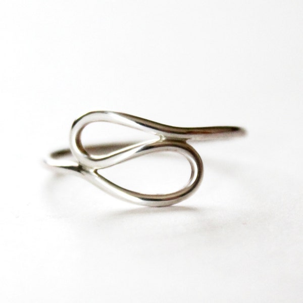 Silver Open Bypass Ring - Sterling Silver Abstract Ring - Overlapping Ovals Ring - 925 - Freeform Sterling Silver Ring