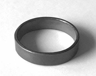 Ring - Black Sterling Silver Ring Band - Hammered or Smooth Finish - Unisex Wedding Band - Letter Stamped - Promise Ring -Men's Wedding Ring