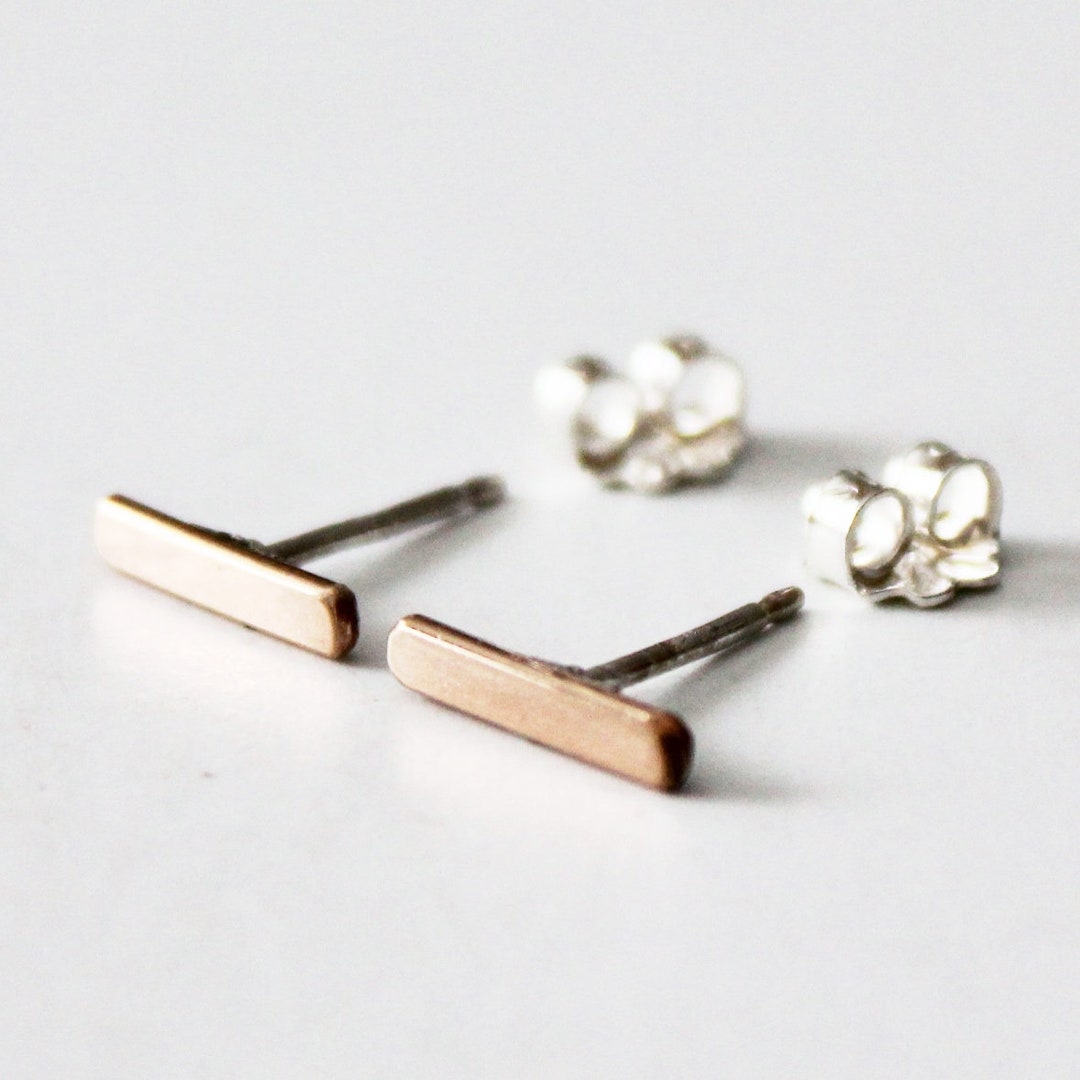 Earrings Bar Studs 14k Gold Filled or Sterling Silver Nickel Free Stud Earring Hypoallergenic