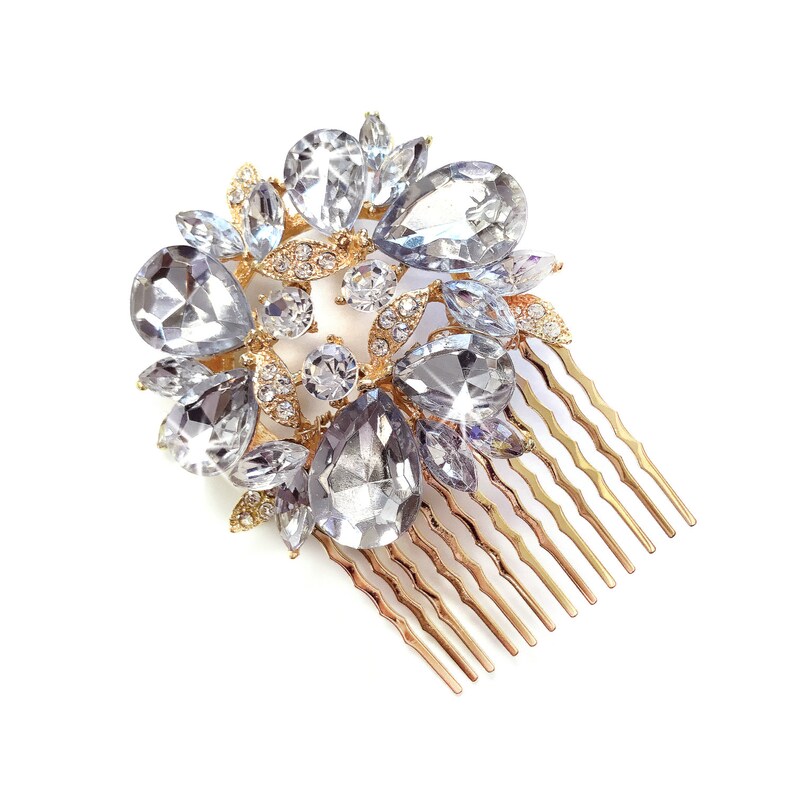 Comb Gold Wreath Hair Comb Vintage Style Hair Piece Bridal Comb Wedding Hair Comb Rhinestone Brooch Wedding Hairpiece image 1