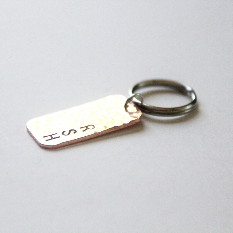 Stamped Copper Key Chain Hammered Copper Groomsman Gift Etsy
