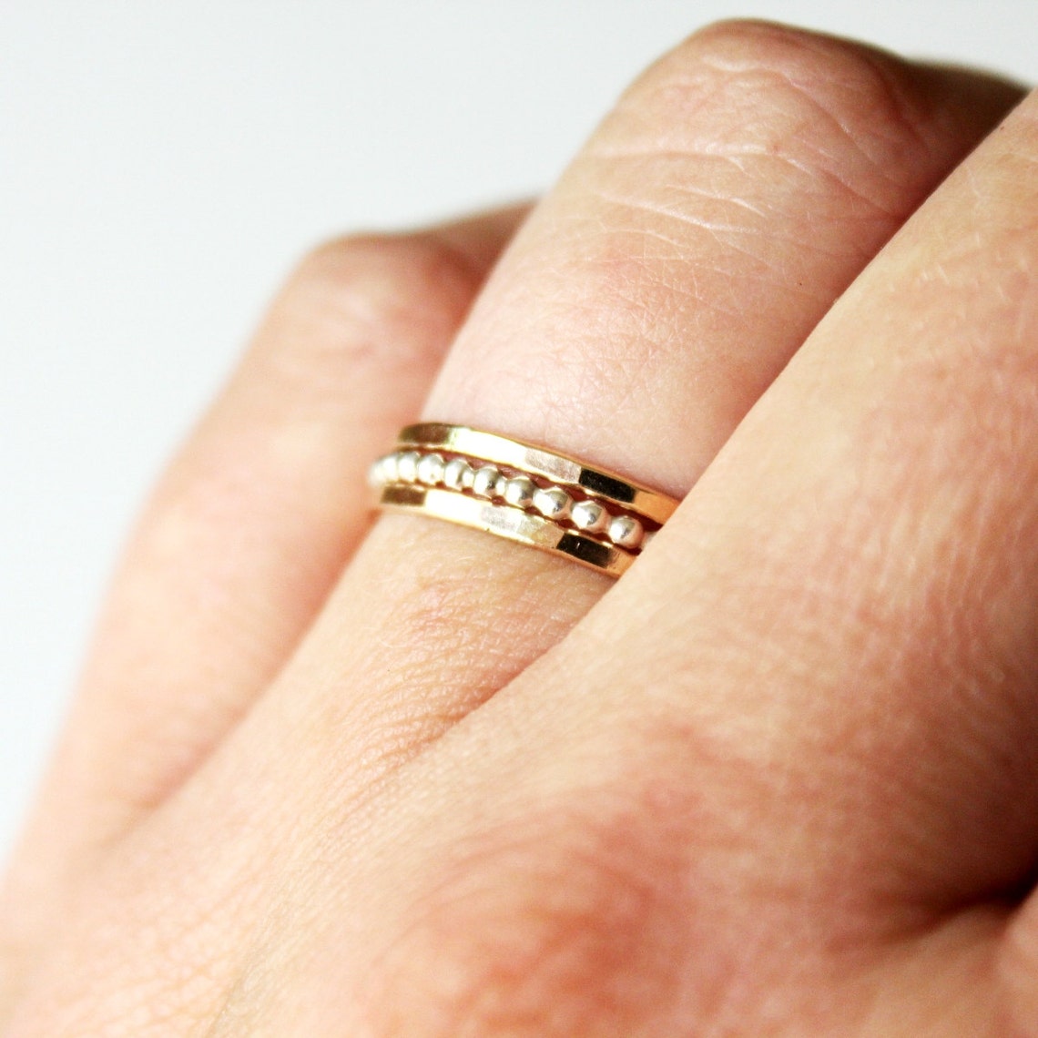 14k Goldfilled and Sterling Silver Stacking Rings - Hammered - 925 ...