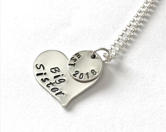 Necklace - Big Sister Sibling - Sterling Silver - 14k Gold fill - Bridesmaid - Mother - Kid's Names - Mother's Day - Stamped - Grandmother