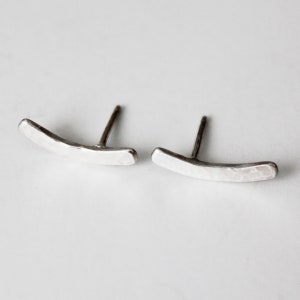 Earrings Ear Climbers Sterling Silver Stud Earring Hammered Curved Bar Earring Studs Bridesmaid Minimalist Mother's Day image 5