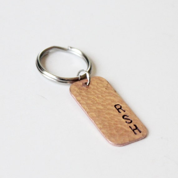 Stamped Copper Key Chain Hammered Copper Groomsman Gift Etsy