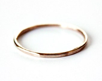 Ring - 14K Gold Filled Ring - Thin Hammered Gold Ring Band - Stacker Ring - Unisex - Gold and Silver Wedding Band - Promise Ring