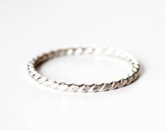 Ring - Sterling Silver Rope Twist Ring - Stacking Rings - Twisted Silver Ring - Promise Ring - Thin Wedding Band - Friendship - Stacker Ring