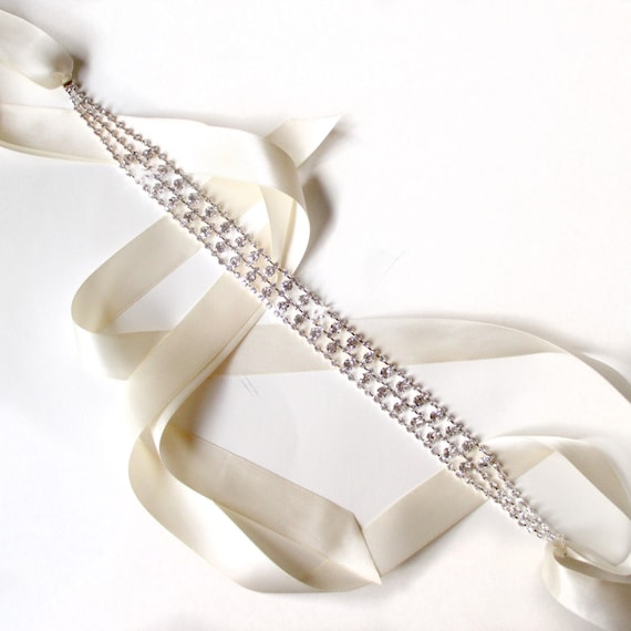 Ultra Sparkly Rhinestone Bridal Belt Sash or Headband  display picture 1