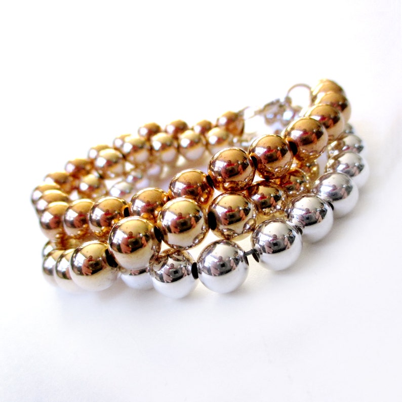 Bracelet 6mm 14K Rose Gold Filled Bead Bracelet Everyday Wear 14K Rose Gold Ball Bracelet Simple Pink Bead Bracelet-Round Gold Beads image 4