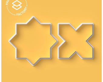 Tegelster en kruis koekjesvorm - Vorm, rand, geometrie, ontwerp - Moderne en leuke koekjesvorm voor creatief bakken