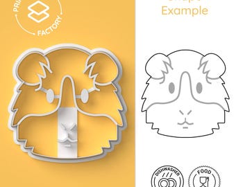 Guinea Pig Face Cookie Cutter - Piggy Face, Cute, Furry Face - Adorable and Fun Biscuit Mold for Creative Baking
