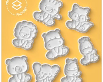 Cute Animal Cookie Cutter - Bear, Elephant, Fox, Giraffe, Hippo, Lion, Tiger, Zebra - Fun and Adorable Biscuit Mold for Creative Baking