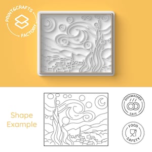 Starry Night Cookie Cutter - Art, Van Gogh, Netherlands - Artistic and Iconic Biscuit Mold for Creative Baking