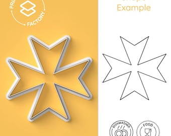 Cortador de galletas con forma de cruz de Malta: cruz, símbolo, Orden de Malta, arte medieval: molde simbólico y místico para hornear de forma creativa
