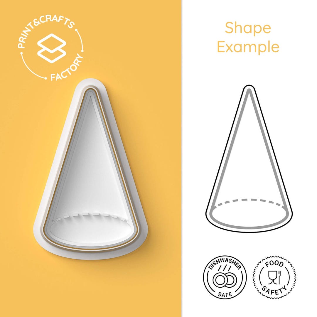 Cone Cookie Cutter – Geometric Cone Shape Biscuit Mold, 3D Geometry ...