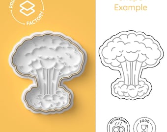 Mushroom Cloud Atomic Cookie Cutter - Nuclear Weapon, Radioactive, Hiroshima, Nagasaki - Bold and Fun Biscuit Mold for Creative Baking