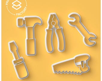 Set Tool Cookie Cutter - Hammer, Wrench, Plier, Saw, Screwdriver - Bold and Fun Biscuit Mold for Creative Baking