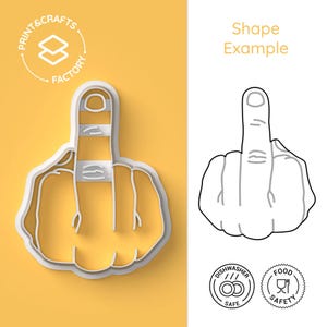 Ausstechform mit Mittelfinger – Cartoon, Emoji, Botschaft, Rebell – mutige und lustige Keksform für kreatives Backen
