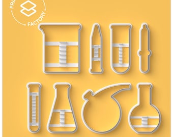 Set Chemistry Flask Cookie Cutter - Science Lab Equipment Cookie Cutter - Scientific and Fun Biscuit Mold for Creative Baking