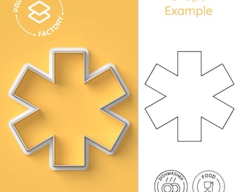 Star of Life Cookie Cutter – EMS Symbol Biscuit Cutter for Fondant & Clay, Paramedic Baking Tool, Medical Party Favor
