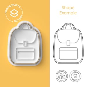 Emporte-pièce en forme de sac à dos – École, aventure, voyage, plaisir – Moule à biscuits adorable et ludique pour une pâtisserie créative