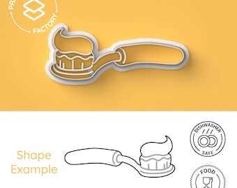 Toothbrush Cookie Cutter - Toothpaste, Oral Hygiene, Fresh Breath - Fun and Quirky Biscuit Mold for Creative Baking