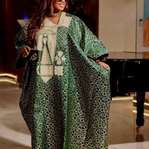 African Women Brocade Boubou Dress. Embroidery Kaftan. Party Elegant ...