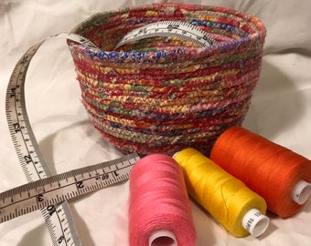 Bobine de tissu fait à la main bol panier cache-pot multicolore/rose