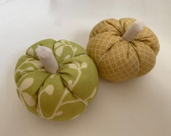 Set no.6: Handmade Fabric Pumpkins Autumn Decoration (creams and greens)