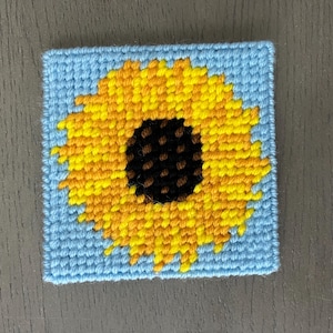 DIY Kit! Sunflower Yarn Needlepoint Embroidery Craft Kit for Kids - Learn to Sew