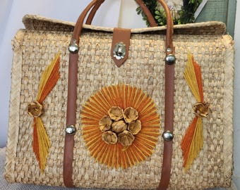 Coach Hamptons Straw & Leather Tote Bag - Etsy