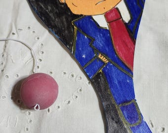 Whack a felon political art paddle and string ball toy where are the Epstein files