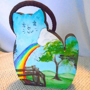 Pet memorial cat rainbow bridge art pet lover art mourning animal art