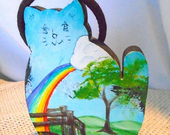 Pet memorial cat rainbow bridge art pet lover art mourning animal art