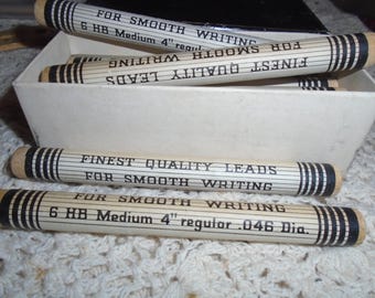 Vintage Finest Quality Mechanical Pencil Lead HB Black 1.1mm NOS 6pk Tube USA